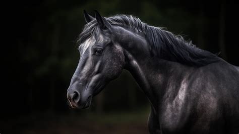 Cavalo Preto Marcas Brancas No Rosto Foto Premium