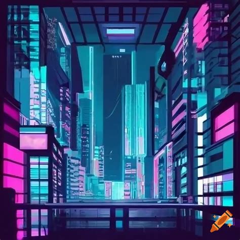 Futuristic Cyberpunk Cityscape With Neon Lights On Craiyon