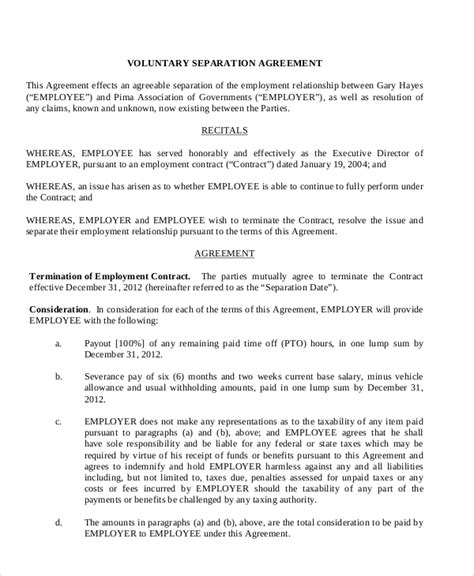 Free 8 Sample Employment Separation Agreement Templates In Pdf Ms