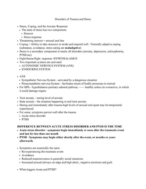 Abnormal Psych Disorders Of Trauma And Stress Disorders Of Trauma And