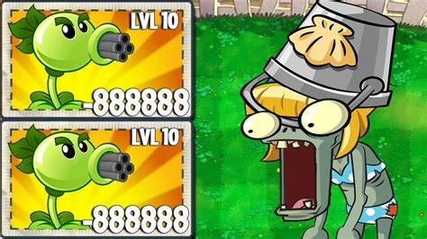 Pvz 2 Every Plant Max Level Power Up Vs Team Bikini Buckethead Zombie