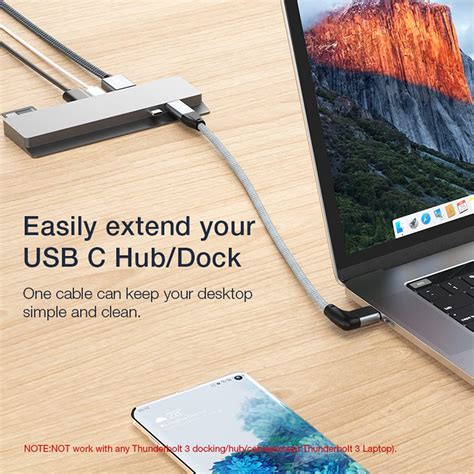 Usebean Cable De Extensi N Usb C En Ngulo Recto De Pies Grados