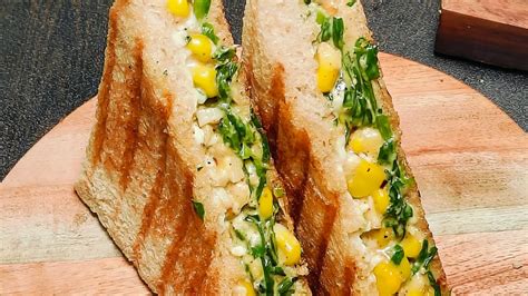 Cheesy Spinach Corn Sandwich Grilled Spinach Corn Sandwich