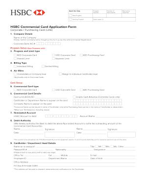 Hsbc Commercial Card Application Form Fill Online Printable