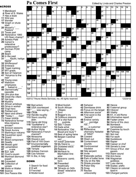 Answers To Washington Post Crossword Puzzle Crossword Puzzle