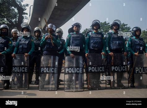 Dhaka Bangladesh 10 Dicembre 2023 Gli Agenti Di Polizia Del