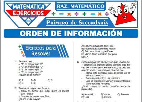 Ejercicios de Orden de Información para Primero de Secundaria