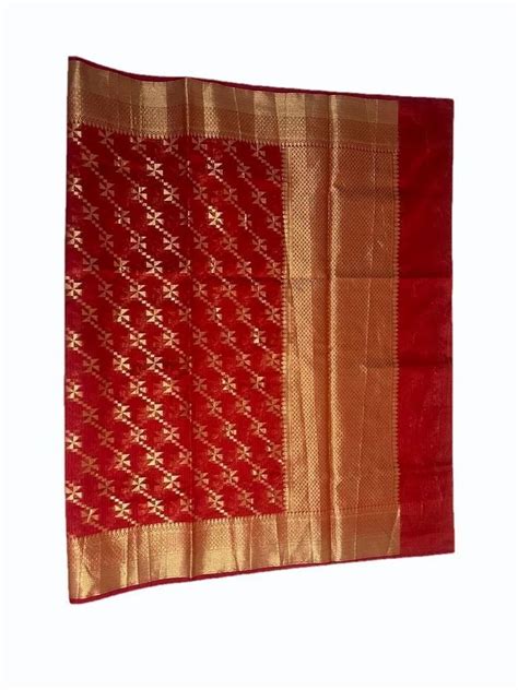 Weaving Banarasi Silk Red Wedding Wear Saree M With Blouse Piece