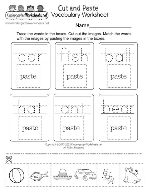 Free Printable Cut And Paste Vocabulary Worksheet