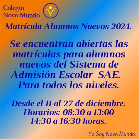 MATÍCULA ALUMNOS NUEVOS 2024 TODOS LOS NIVELES SISTEMA DE ADMISIÓN