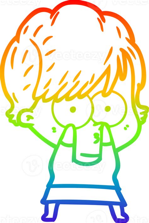 Rainbow Gradient Line Drawing Of A Cartoon Woman 45299505 Png