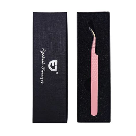 Custom Logo Eyelash Extension Tools Black Pointed Stainless Steel Lash