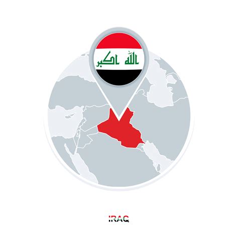 Iraq Map And Flag Vector Map Icon With Highlighted Iraq