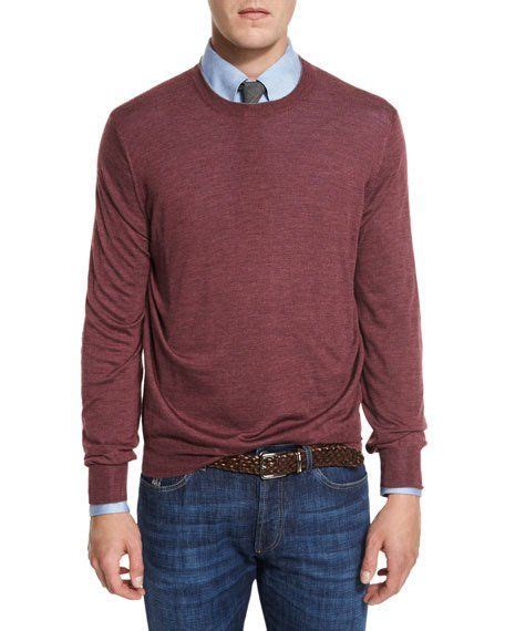 Brunello Cucinelli Fine Gauge Knit Elbow Patch Sweater Burgundy Cj