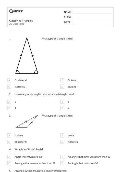 50 Classifying Triangles Worksheets For 3rd Grade On Quizizz Free And Printable