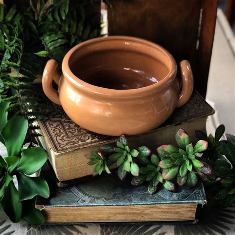 Vintage Terracotta Bowl With Handles Etsy