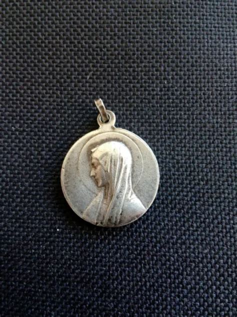 ANCIEN PENDENTIF MÉDAILLE religieuse vierge marie signé EUR 5 90