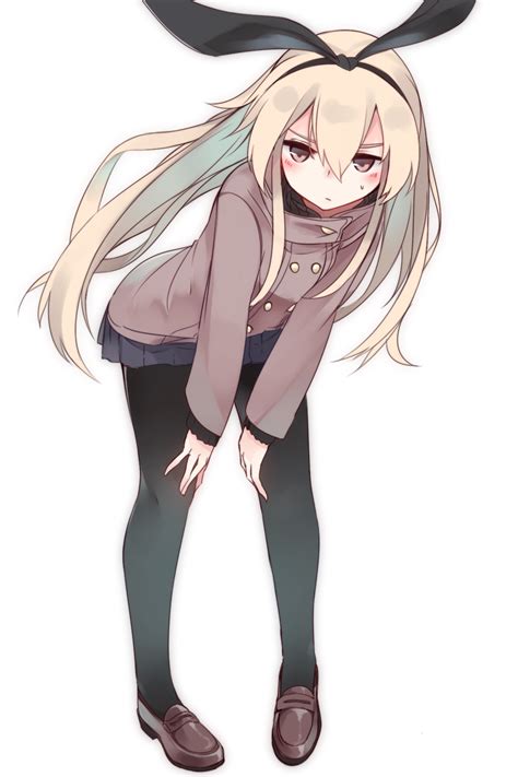 Safebooru 1girl Black Legwear Blonde Hair Blush Brown Eyes Coat Haegiwa Hairband Highres