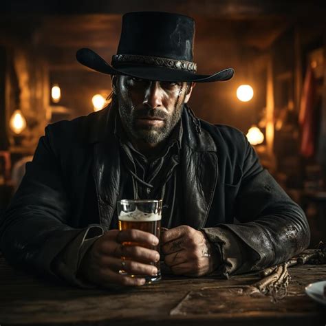 Premium AI Image In A Wild West Saloon A Cowboy DrinksGenerative Ai