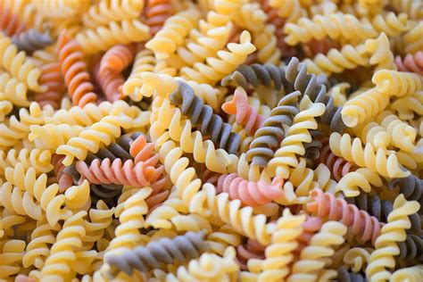 Pasta Raw Macaroni Background Close Up Raw Macaroni Spiral Pasta