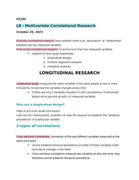 Lecture 8 PS L8 Multivariate Correlational Research October 20