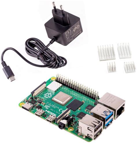 Raspberry Pi 4 Modell B 4GB Elementary Kit inkl Kühlkörper Set und USB