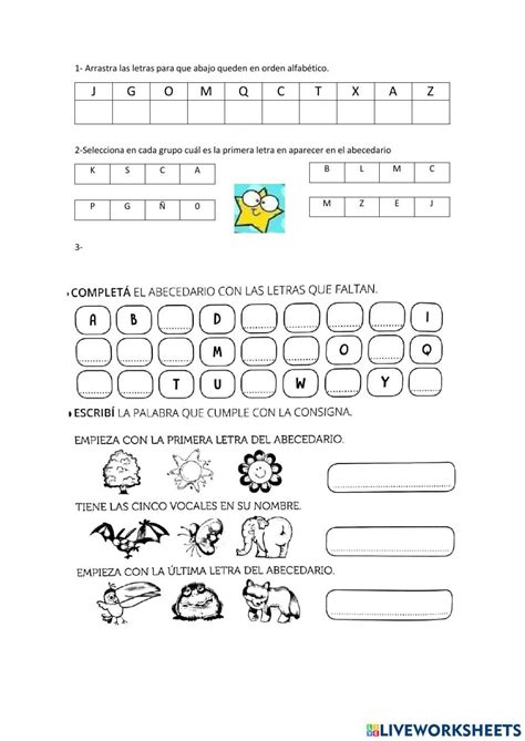Actividad Online De Abecedario Y Orden Alfabético Para Primero Segundo