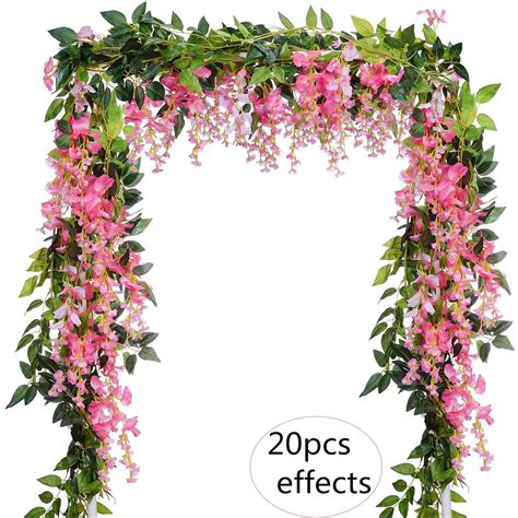 4 Piece Artificial Flowers Silk Wisteria Garland Vine Rattan Hanging