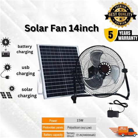 Acedeal 14inch Solar Electric Fan Ac Dc Solar Floor Fan With Solar Panel Charger Complete Suit