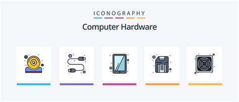 Computer Hardware Line Filled 5 Icon Pack Including Hardware Wifi