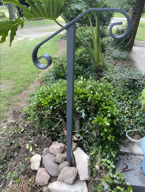 SPACEEUP Single Post Handrails For Outdoor Steps Wrought Iron Single