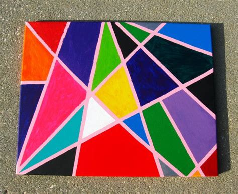 Modern Geometric Art Multicolored Abstract Painting Canvas Etsy