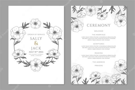 Free Vector | Flat design wedding order of service template