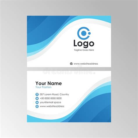 Simple Blue Wave Id Card Design Template Vector Stock Vector