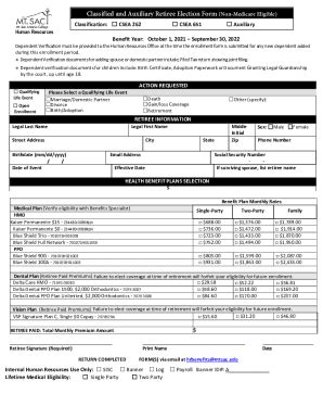 Fillable Online Retiree Election Form Fax Email Print PdfFiller