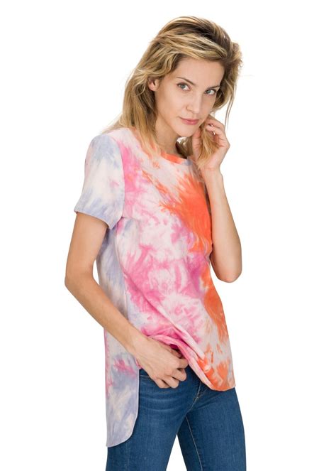 Cotton Spandex Short Sleeve Tie Dye Shirt No Collar Below Waist Basic Casual T Shirt Etsy