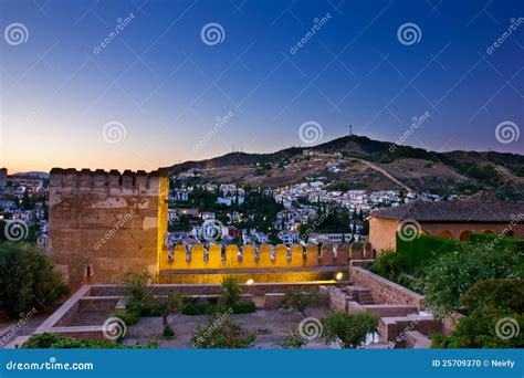 Alhambra and Granada at Night, Spain Stock Photo - Image of famous, historic: 25709370