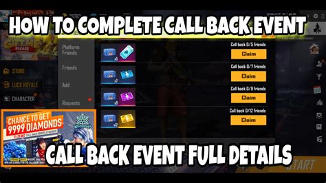 How To Complete Call Back Event In Free Fire How To Call Back Friends