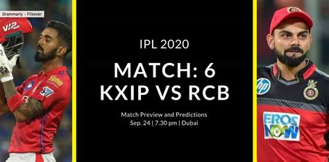 IPL 2020 KXIP Vs RCB Match Preview Head To Head Match Conditions