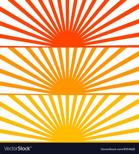 Flat red set sun sunrise Royalty Free Vector Image