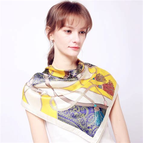 Kerchief Silk Satin Neck Scarf For Women Print Hijab Scarfs Female