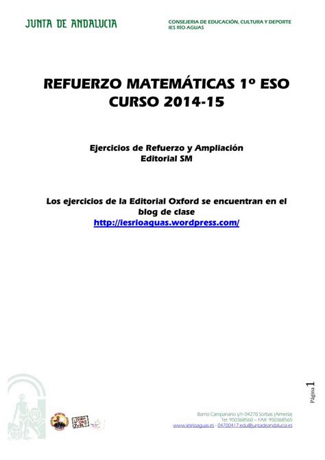 Pdf Ejercicios De Refuerzo Y Ampliaci N Editorial Sm Los Pdf