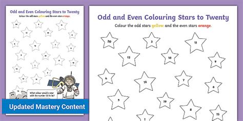 Odd And Even Colouring Stars To Twenty Teacher Made