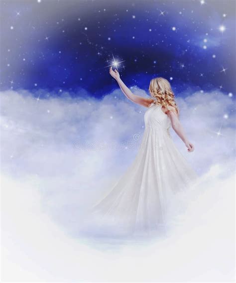 Beautiful Woman Reaching For The Stars Stock Image Image Of Black