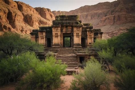 Premium Photo | Ancient temple structure in desert landscape