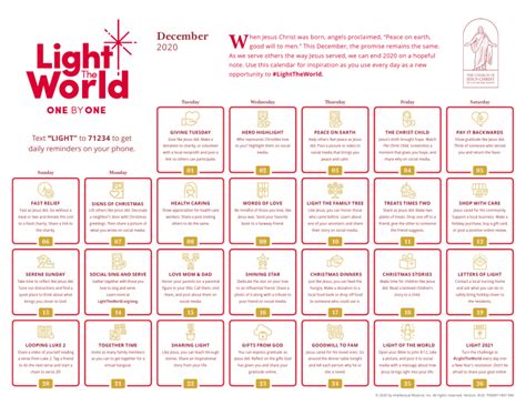 Light the World Calendar 2020