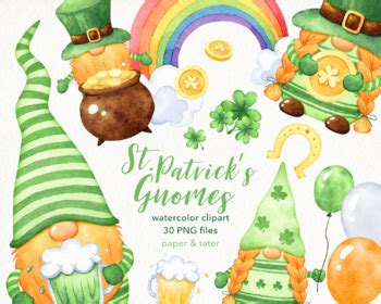 Watercolor St Patricks Day Gnomes Clipart Irish Leprechaun Png Tpt