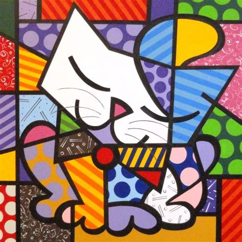 Pintura Em Tela Gato Releitura De Romero Britto R 343 00 Em