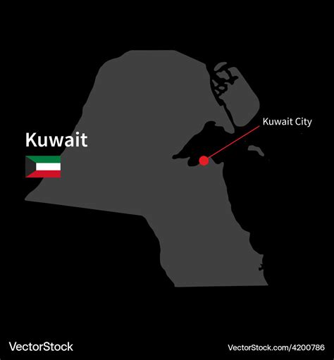 Detailed Map Of Kuwait And Capital City Royalty Free Vector