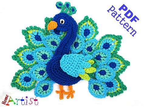 Crochet Pattern Instant Pdf Download Peacock Crochet Etsy